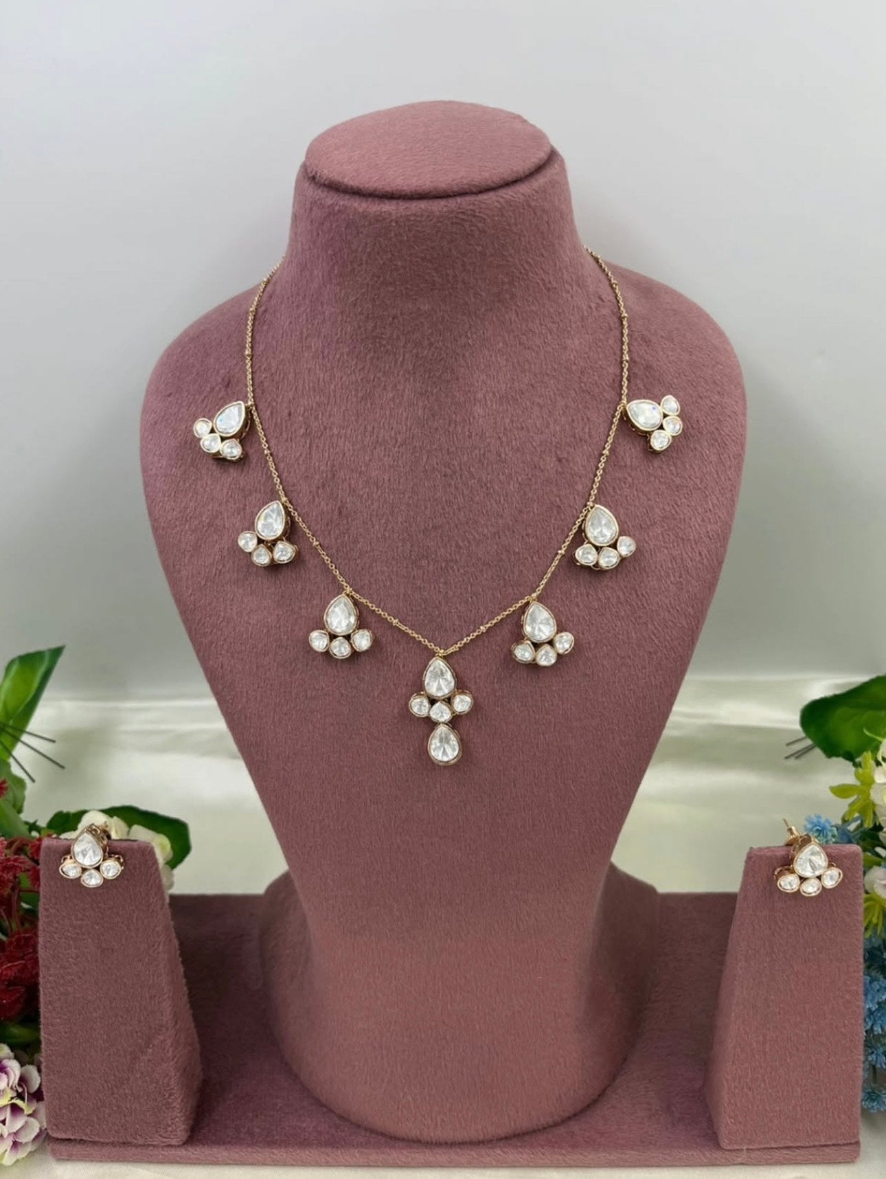 Bell -Flower Shaped Kundan Set